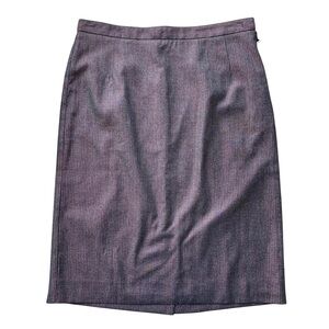 See by Chloe Wool Metallic Pinstripe Pencil Skirt Career Gray-Brown Red Size 10